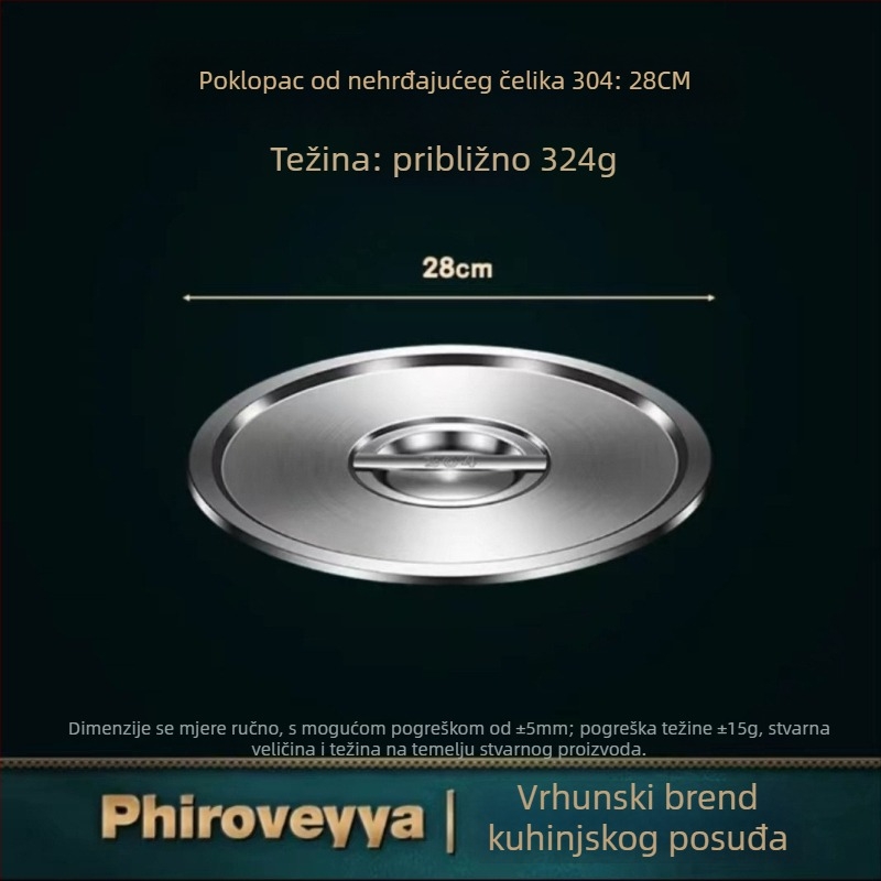 Poklop za lonac od 304 nehrđajućeg čelika, kvalitetan za hranu, višenamjenski i čvrst za kućnu uporabu