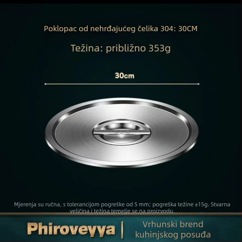 Poklop za lonac od 304 nehrđajućeg čelika, kvalitetan za hranu, višenamjenski i čvrst za kućnu uporabu