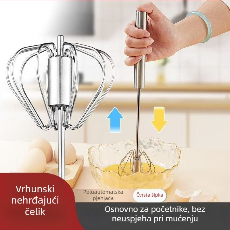Kućni ručni šlager od nehrđajućeg čelika, poluautomatski mikser za jaja i vrhnje, kuhinjski pribor, veličine 10/12/14 inča