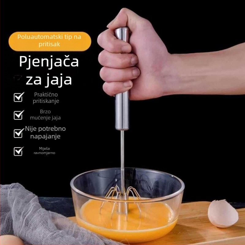 Nehrđajući čelični ručni mućkalica za jaja, kućna upotreba, rotirajući