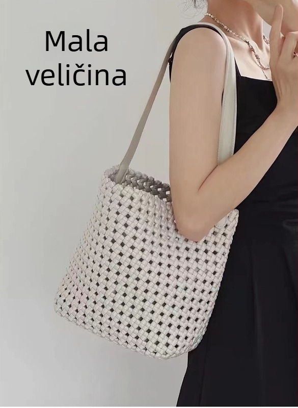 Vintage PU pletena torba s velikim kapacitetom, torba za ručno nošenje i preko ramena, moderan gradski stil za žene