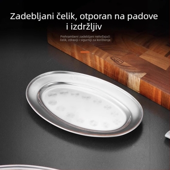 Nehrđajući čelični ovalni tanjur, debeli, za komercijalnu upotrebu — velika ploča za parenje ribe, rižine rolade, hot pot buffet i roštilj