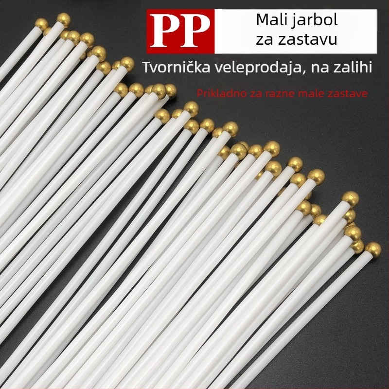 Plastični mali zastavni štap za zastave br. 7 i br. 8, ručni mehanizam, bijela, promjer 5 mm, duljina 30–40 cm, s okruglim vrhom
