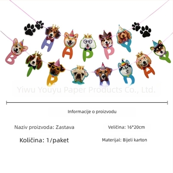 Rođendanski banner s motivom mačića i šteneta - papirnate dekoracije za zabavu