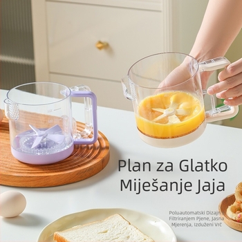 Višestruki ručni mikser za jaja za kućnu upotrebu, poluautomatni miješalac, s velikim kapacitetom i filtrirajućom mjericom