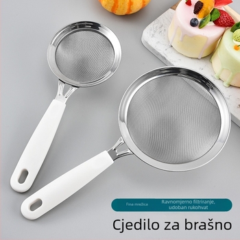 Sito za brašno bez drške od nehrđajućeg čelika 304, dvostruki sloj, 30-mrežno, ručni alat za pečenje, sito za šećer u prahu, dimenzije 18 cm, 14 cm i 10 cm
