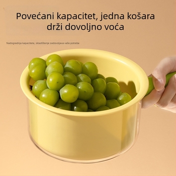 Učvršćeni dvostruki odvodni koš za pranje povrća, plastična kuhinjska košarica za voće
