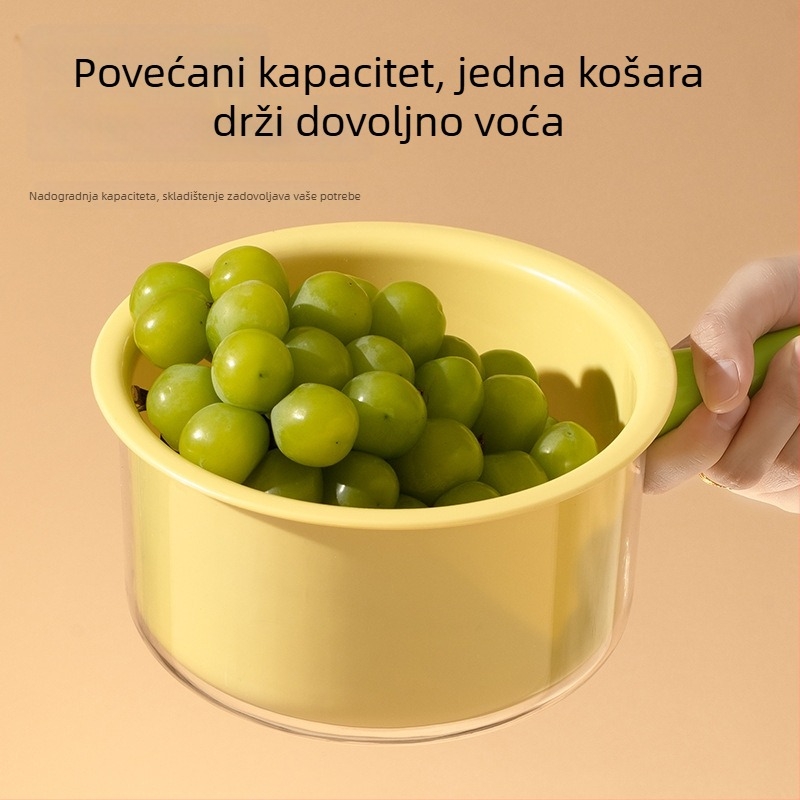 Učvršćeni dvostruki odvodni koš za pranje povrća, plastična kuhinjska košarica za voće