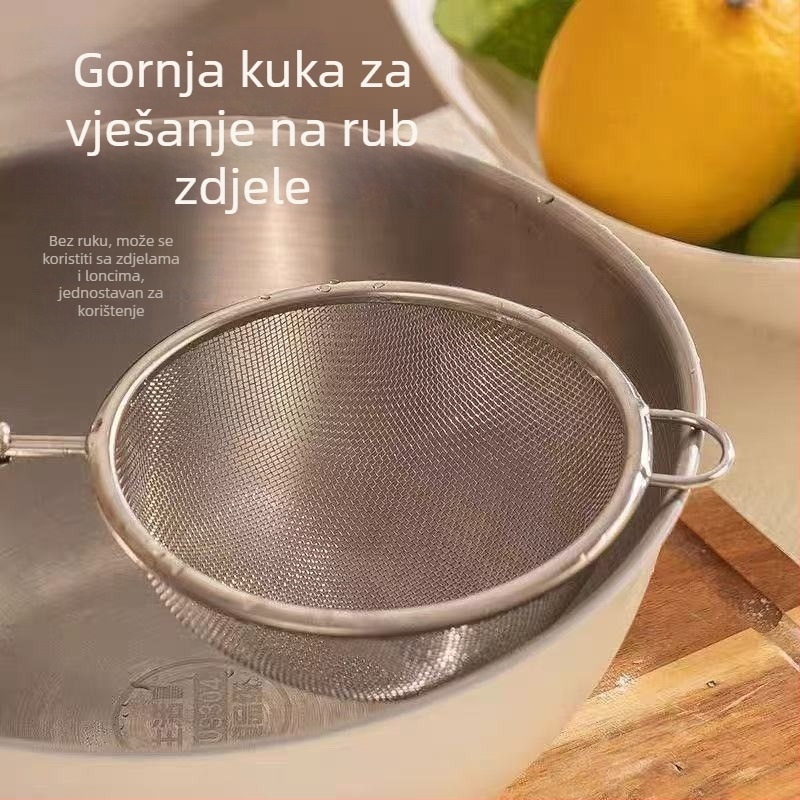 Sito od 304 nehrđajućeg čelika s drškom od drveta, za dječju hranu, filtriranje sojinog mlijeka i sokova, mini sito za brašno
