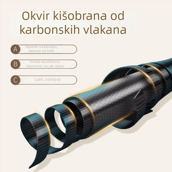 Ženski kišobran od karbonskih vlakana s dugim drškom, veliki golf kišobran s UV zaštitom, ručno otvaranje