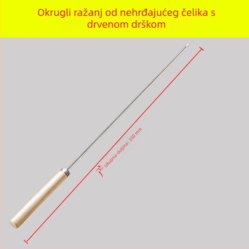 Yir nehrđajući čelik ražnjići za roštilj s drvenom ručkom, ravni ražnjići za janjetinu kebab, kućanski pribor za roštilj