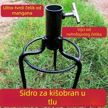 Stalak za suncobran s kolom u tlu i trokutastom podrškom – vanjska baza za suncobran