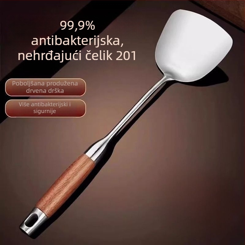 Set kuhinjskih alata od nehrđajućeg čelika: spatula za kuhanje, spatula za prženje, jušna žlica