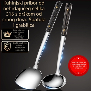 Set kuhinjskih alata od 316L nehrđajućeg čelika: špatula, kuhača za kuhanje, žlica za juhu i žlica