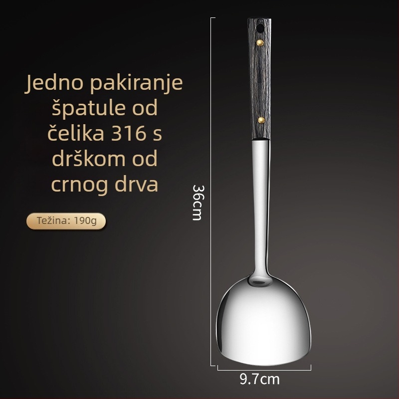 Set kuhinjskih alata od 316L nehrđajućeg čelika: špatula, kuhača za kuhanje, žlica za juhu i žlica