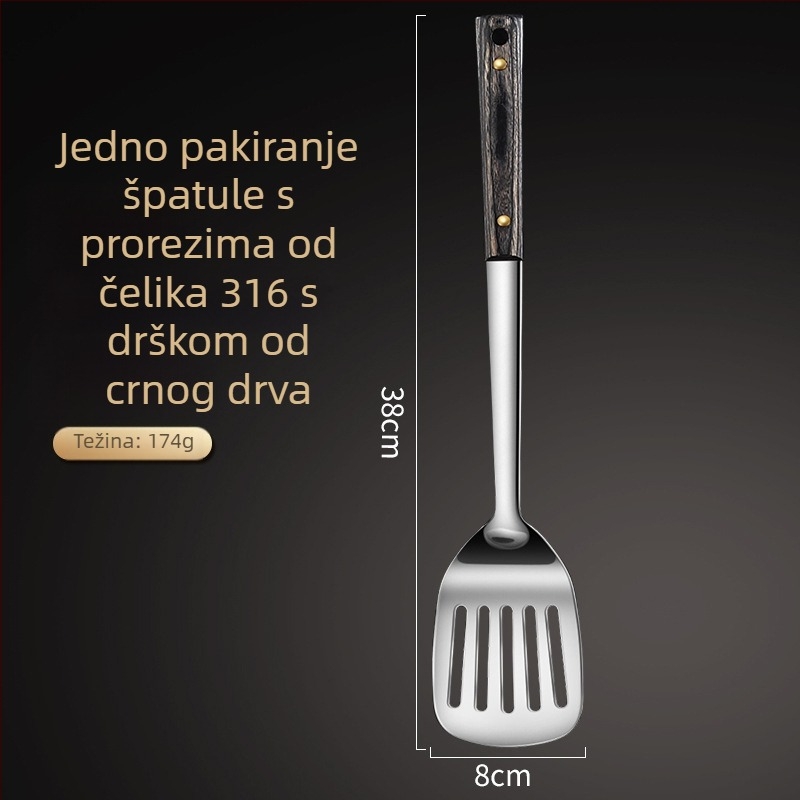 Set kuhinjskih alata od 316L nehrđajućeg čelika: špatula, kuhača za kuhanje, žlica za juhu i žlica