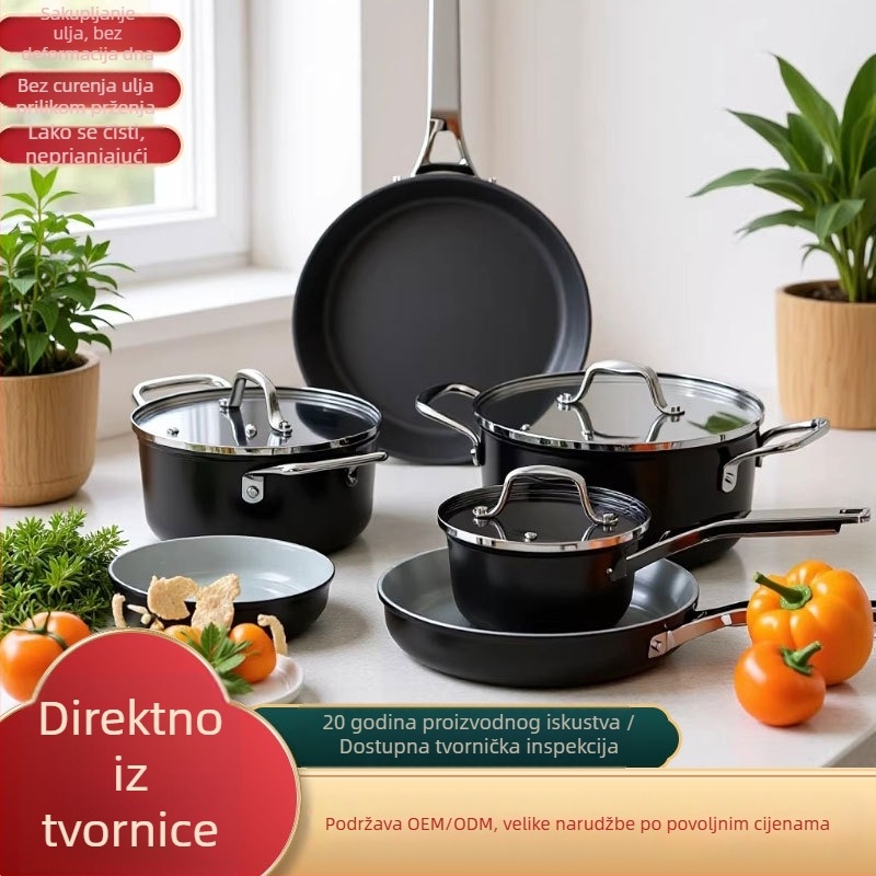 9-dijelni set posuđa s neprijanjajućim dnom: tiganj, lonac za mlijeko, lonac, wok, za plinske štednjake