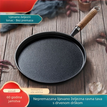 Lijevani čelični tiganj za palačinke, ravno dno, bez premaza, neprijanjajući