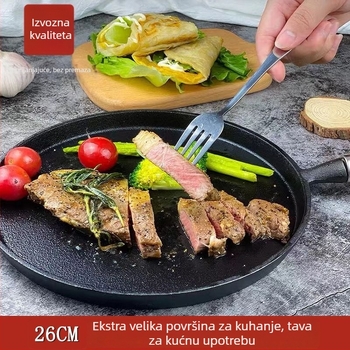 Lijevani čelični tiganj za palačinke, ravno dno, bez premaza, neprijanjajući
