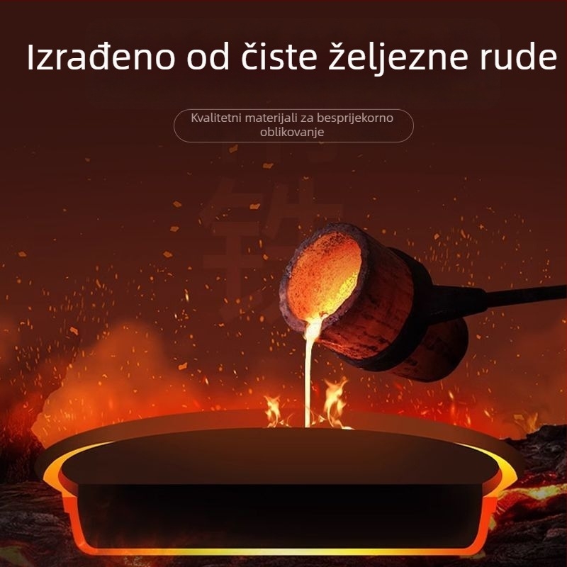 Lijevani čelični tiganj za palačinke, ravno dno, bez premaza, neprijanjajući