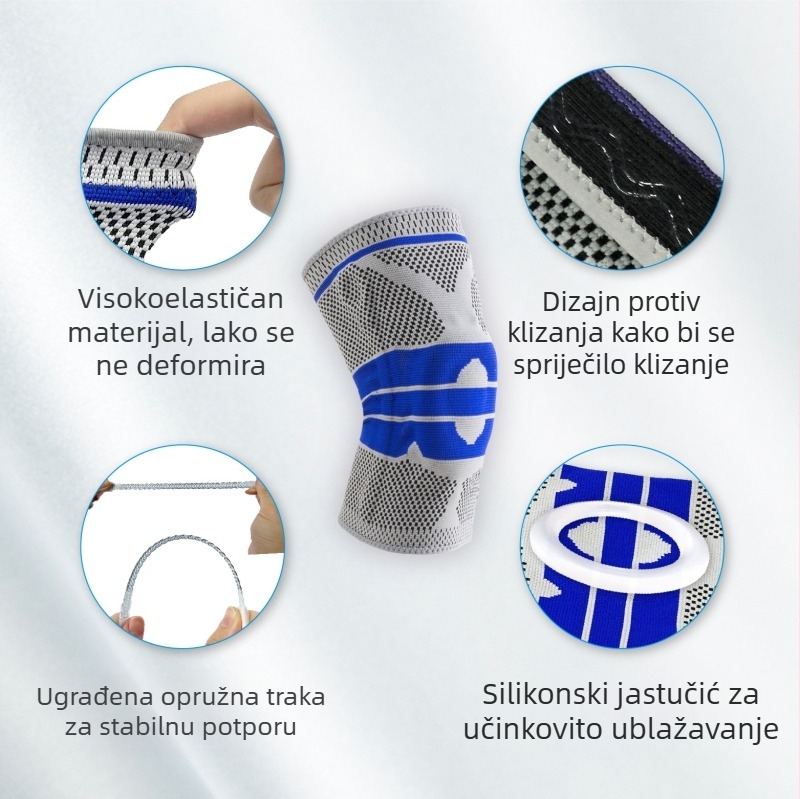 Vanjske sportske koljenice s pletenim silikonskim zaštitnim omotačem za meniskus, za muškarce i žene, s podrškom od najlonske opruge