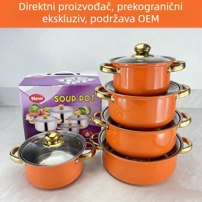Set od 10 posuda od nehrđajućeg čelika za juhe s staklenim poklopcima