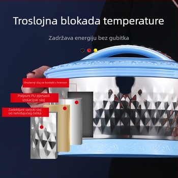 Set posuda od nehrđajućeg čelika s izolacijom, 3 dijela, s poklopcima koji brtve, 201 nehrđajući čelik