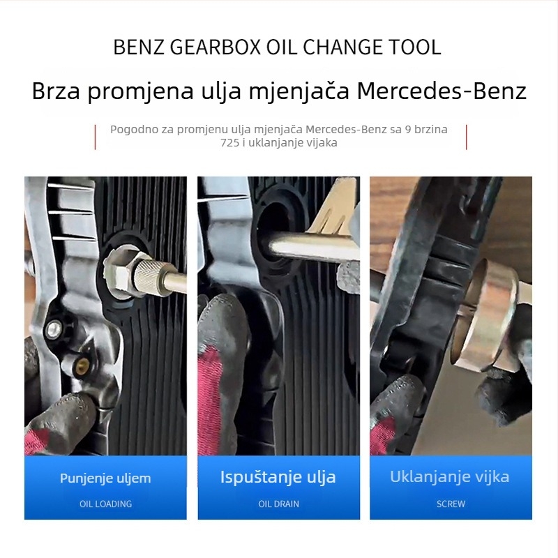 Mercedes-Benz alat za zamjenu ulja u 9-brzinskom mjenjaču 725.0, provjera razine ulja 9G i poseban demontažni ključ za mjenjač