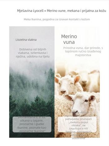 Xinge Tencel‑vuna prugasta T‑majica s teksturom, okrugli izrez, ležeran kroj, dugi rukavi, proljeće 2026