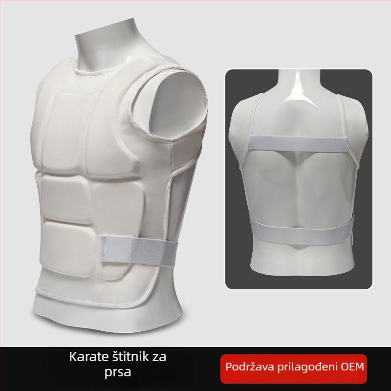 Dugi bijeli prsni štitnik za karate za muškarce i žene
