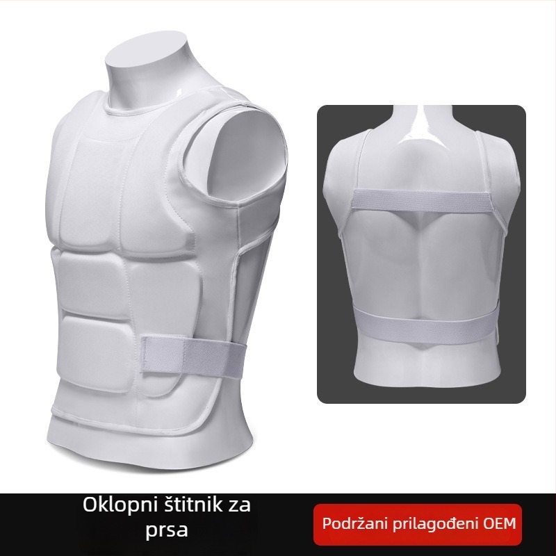 Dugi bijeli prsni štitnik za karate za muškarce i žene