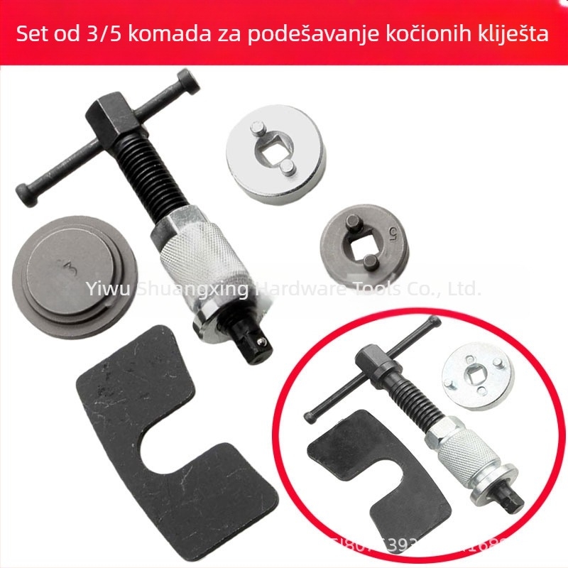 Pet dijelova set za podešavanje disk kočnog klipa, zamjena kočionih pločica, demontažni separator i 3-dijelni alat za vraćanje klipa