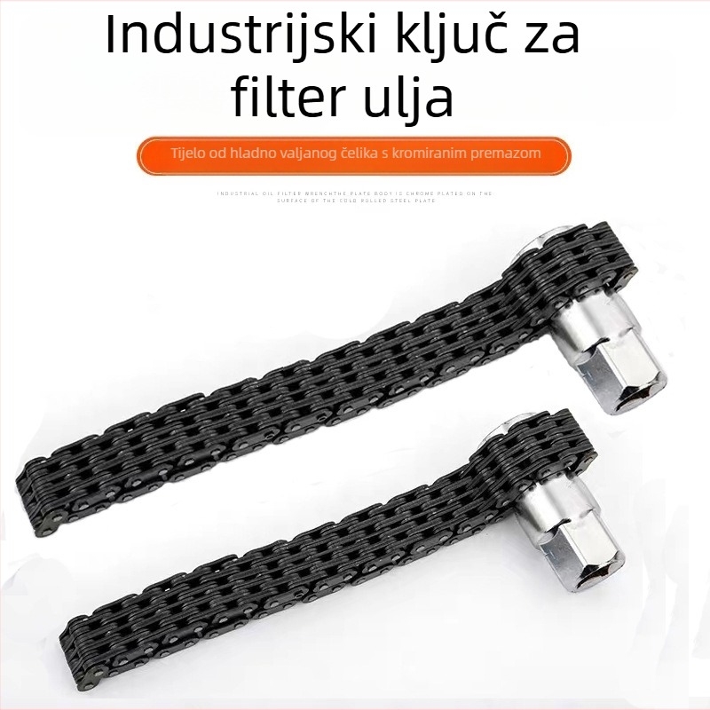 Ključ za uljni filter s dvostrukim lancem, tip kućišta, prilagodljiv 44-52 mm, za održavanje automobila
