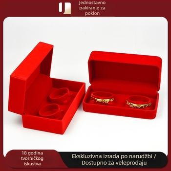 Crvena baršunska kutija za narukvice Zmaj i Feniks – pakiranje za dječje narukvice, svadbeni i zarucni nakit, dvostruka kutija za zlatni nakit