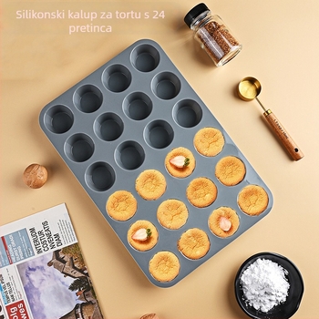 Silikonska forma za pečenje s 24 pretinaca, okrugla mini mafina, otporna na visoke temperature, crvena, 33×22,5 cm