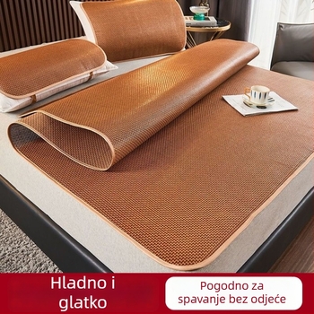 Visokokvalitetna ratan hladna podloga za krevet, 1,5 m × 60 cm, sklopiva, ice silk
