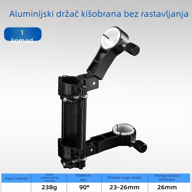 Integrirani sklopivi stalak za kišobran za ribarsku kolica i stolicu, aluminijska legura, konektor držača kišobrana za kolicu, ribolovački pribor