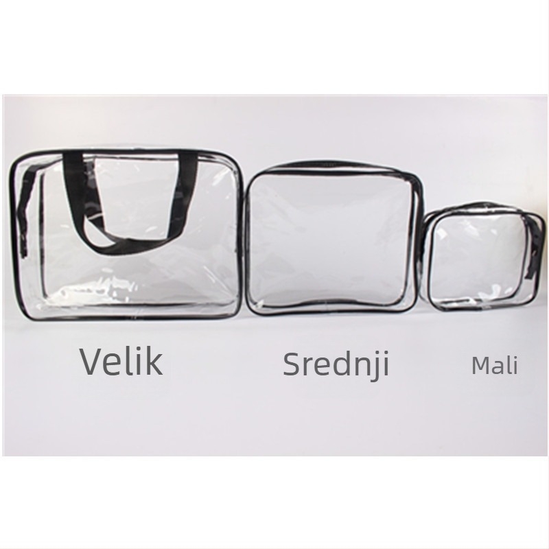 PVC kozmetička torbica, trodjelni set, prozračni putni organizator za make-up i higijenske potrepštine