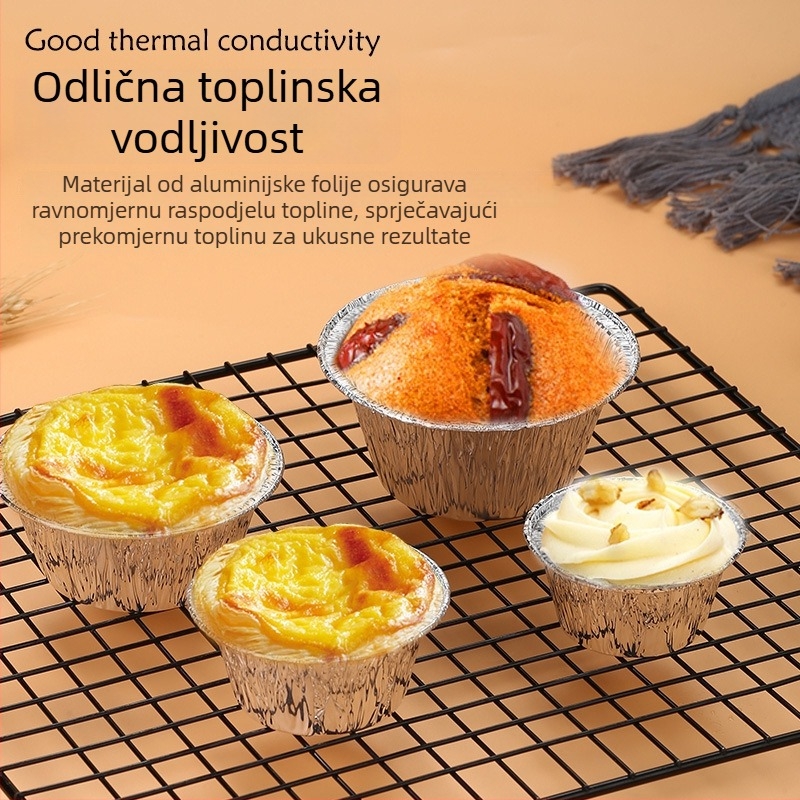 Okrugla nepremaziva kalupa za pečenje od aluminijske folije za tartu s jajima, uz folijsko čašice