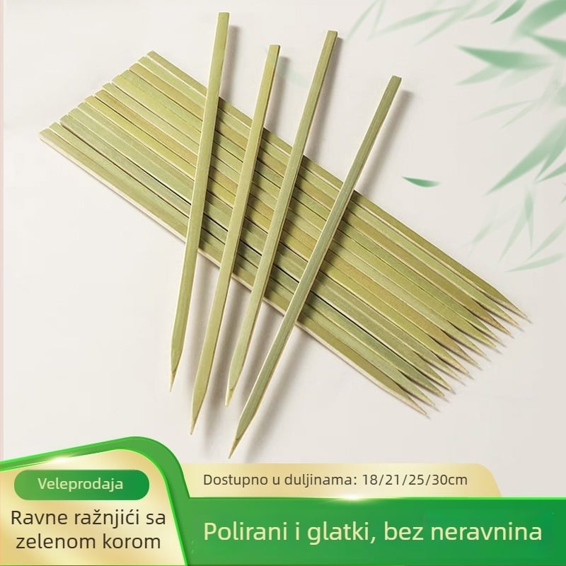 Zelene bambus štapići za japanski ugljeni roštilj Yakitori i Oden, plosnati, jednokratni, duljine 9–30 cm