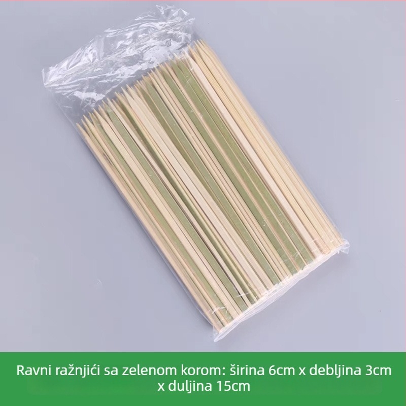Zelene bambus štapići za japanski ugljeni roštilj Yakitori i Oden, plosnati, jednokratni, duljine 9–30 cm