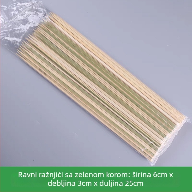 Zelene bambus štapići za japanski ugljeni roštilj Yakitori i Oden, plosnati, jednokratni, duljine 9–30 cm