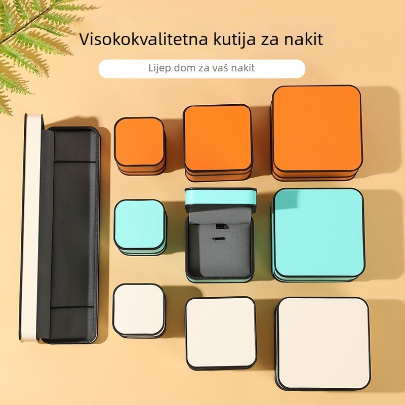 Luksuzna kutija za nakit od PU kože s zaobljenim rubovima za prstenje, privjeske, narukvice, naušnice i ogrlicu s perlama