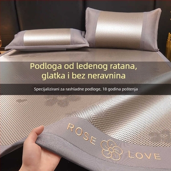Sklopiva ljetna podloga od ledenog svile i ratana, dvostrana, klasa A za majke i djecu