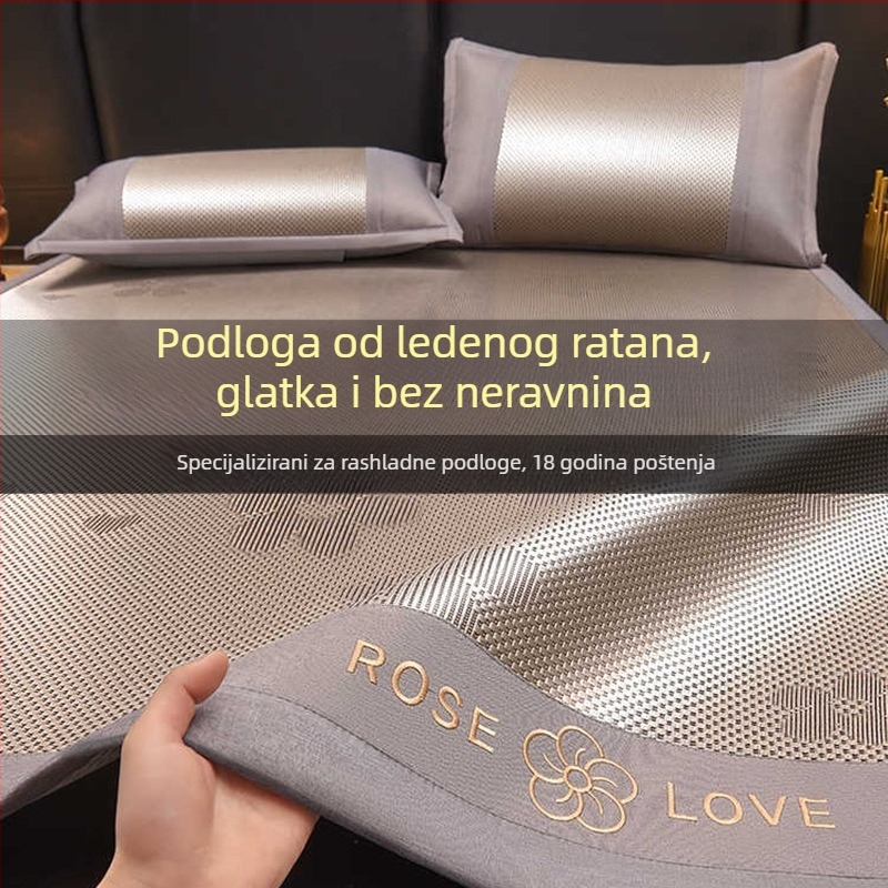 Sklopiva ljetna podloga od ledenog svile i ratana, dvostrana, klasa A za majke i djecu