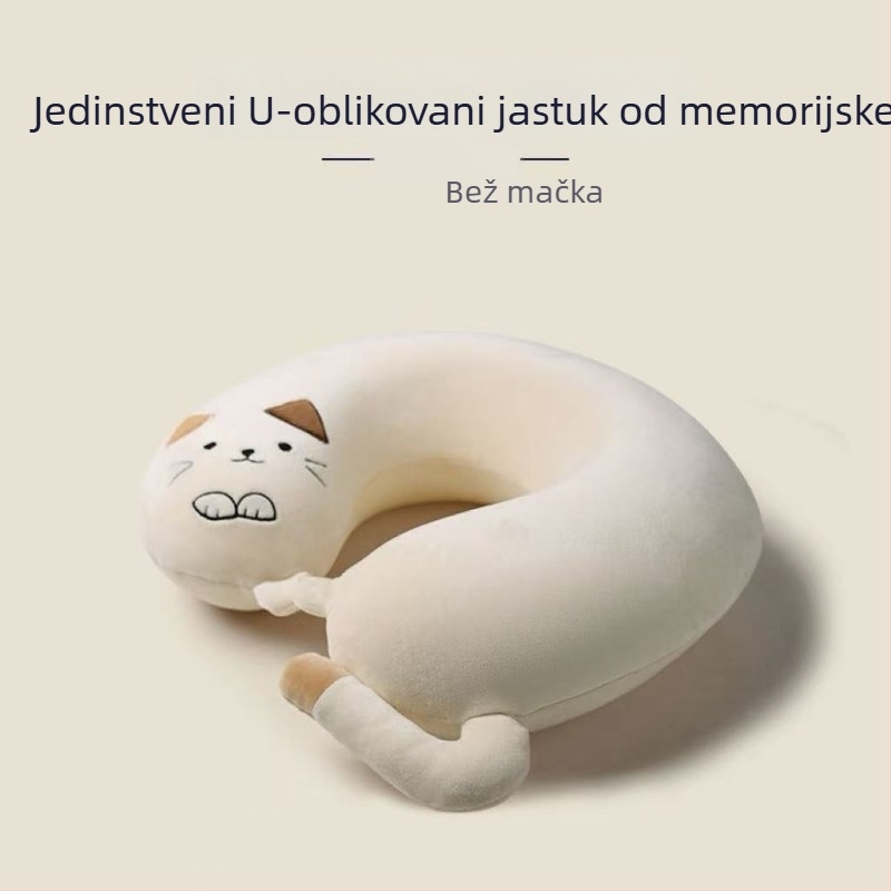 Jastuk za vrat od memorijske pjene, u obliku životinje iz crtanog filma, s sporim reboundom, za putovanja autom i kratko dremanje.