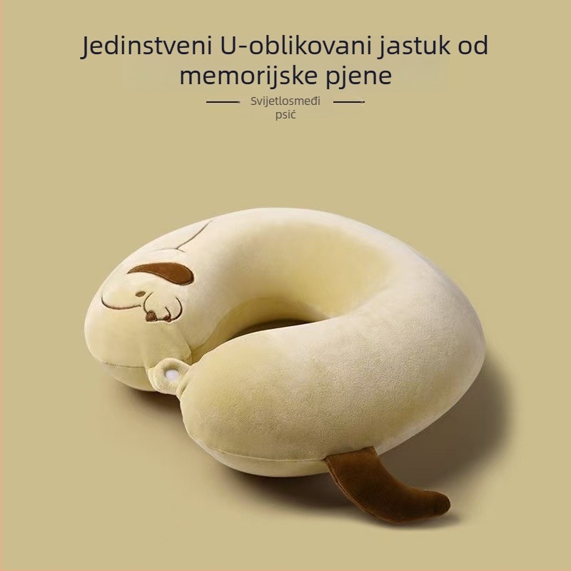 Jastuk za vrat od memorijske pjene, u obliku životinje iz crtanog filma, s sporim reboundom, za putovanja autom i kratko dremanje.
