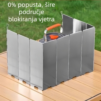 Vanjski antivjetni štitnik za kamp-kuhalo – sklopiva aluminijska zaštitna ploča