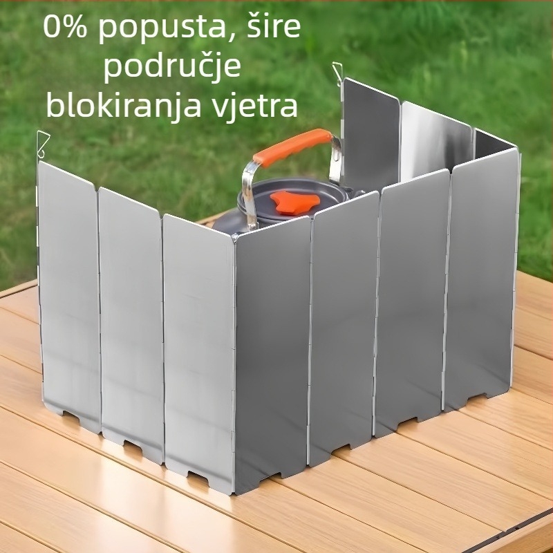 Vanjski antivjetni štitnik za kamp-kuhalo – sklopiva aluminijska zaštitna ploča