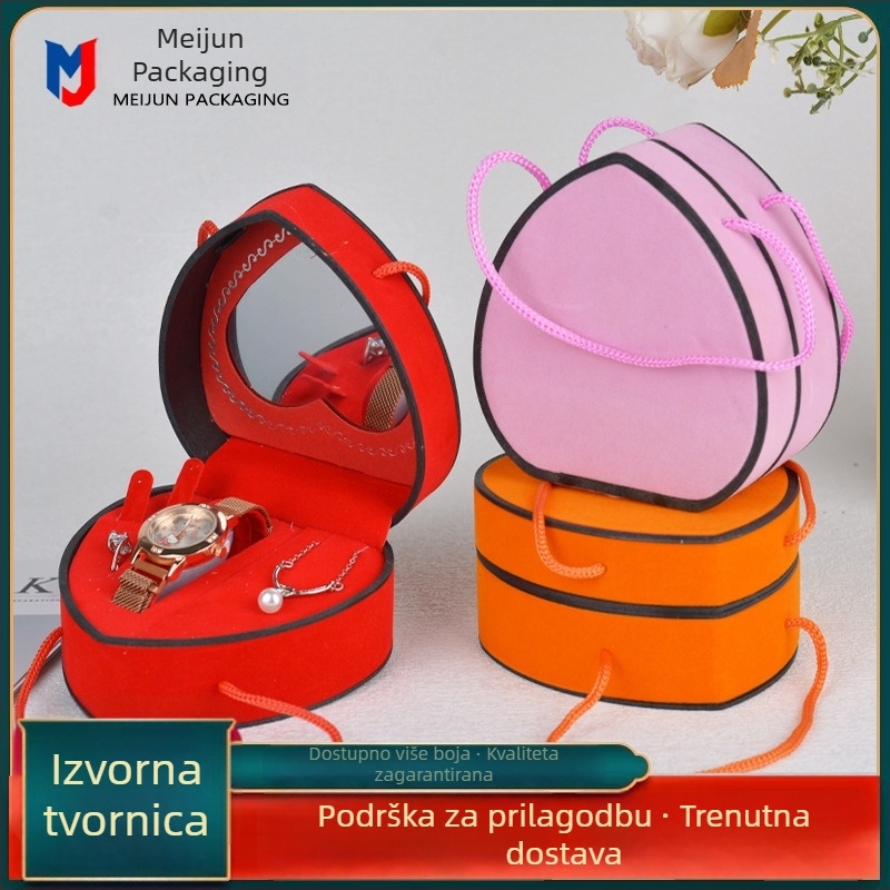 Set kutija za nakit u obliku srca s preklopnim poklopom – kutije za sat i narukvicu